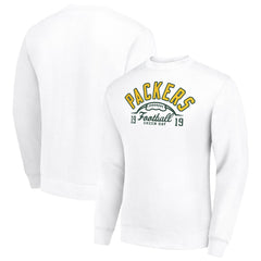 Green Bay Packers Starter Half Ball Team Graphic Tri-Blend Fleece Pullover Sweatshirt - White - NFL