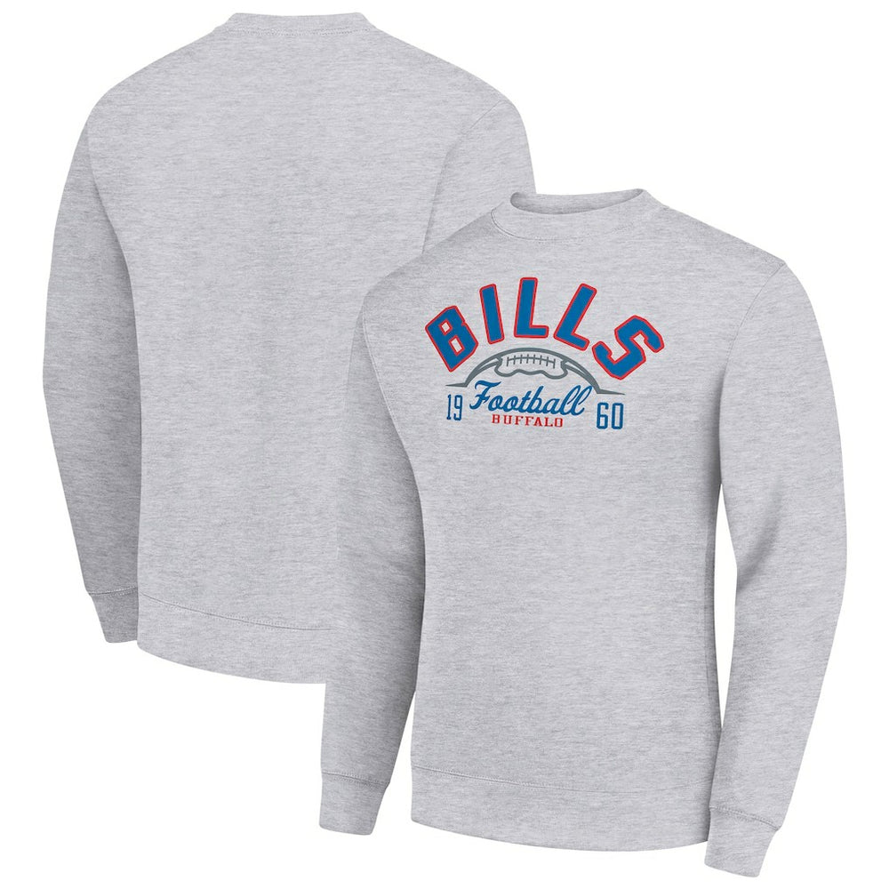 Buffalo Bills Starter Half Ball Team Graphic Tri-Blend Fleece Pullover Sweatshirt - Heather Gray - NFL