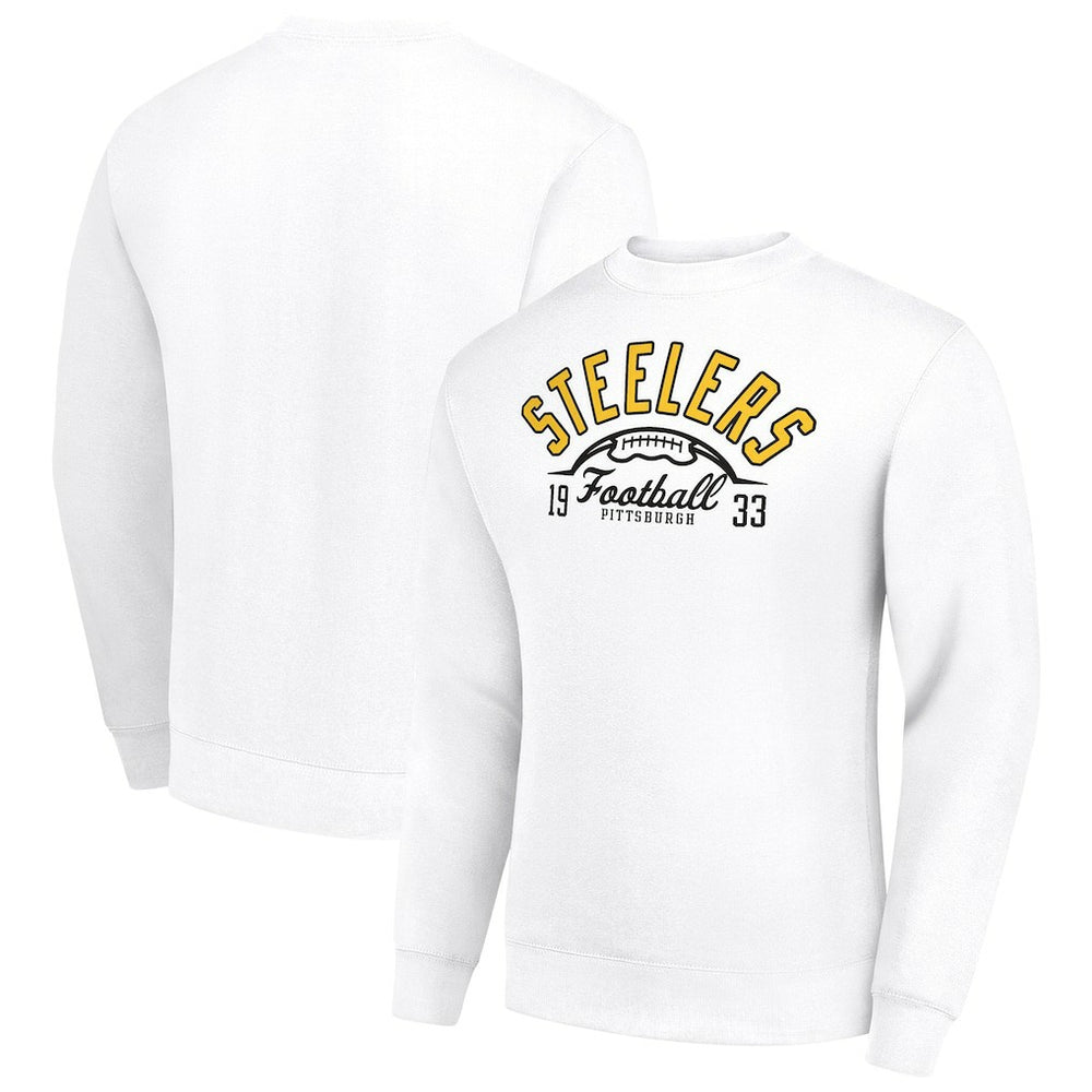 Pittsburgh Steelers Starter Half Ball Team Graphic Tri-Blend Fleece Pullover Sweatshirt - White - NFL
