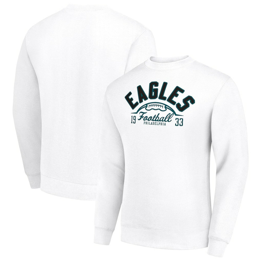 Philadelphia Eagles Starter Half Ball Team Graphic Tri-Blend Fleece Pullover Sweatshirt - White - NFL
