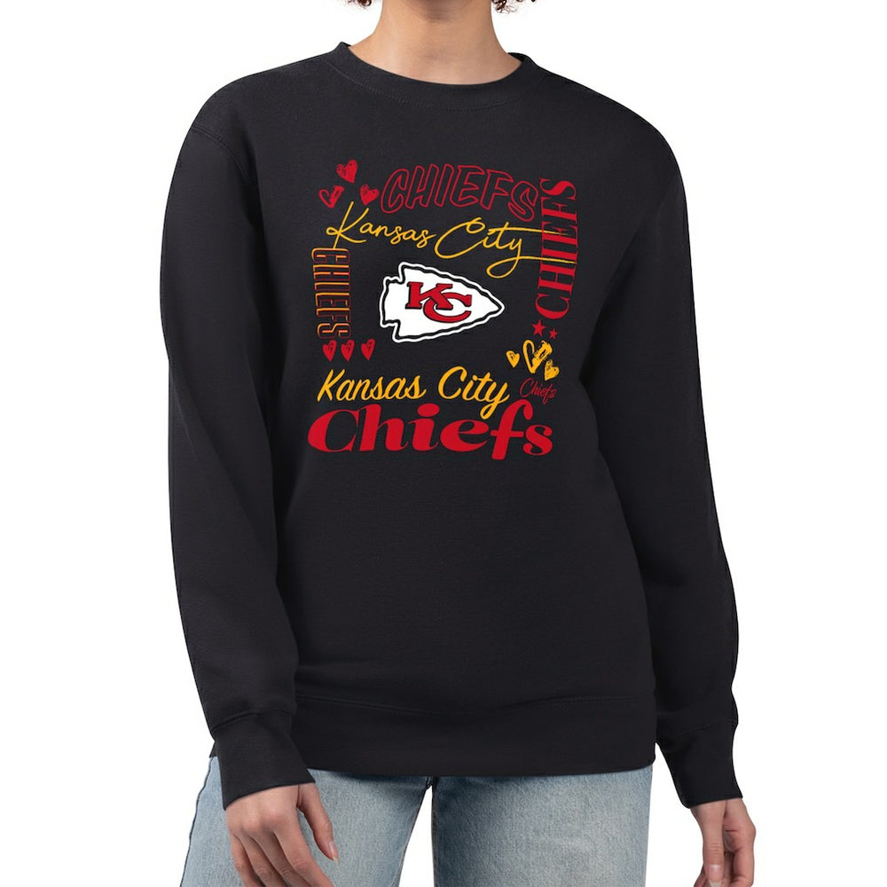 Kansas City Chiefs G-III 4Her by Carl Banks Women's Collage Graphic Fleece Pullover Sweatshirt - Black - NFL