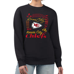 Kansas City Chiefs G-III 4Her by Carl Banks Women's Collage Graphic Fleece Pullover Sweatshirt - Black - NFL