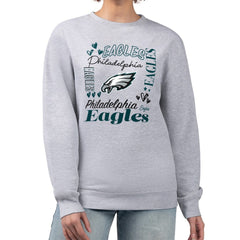 Philadelphia Eagles G-III 4Her by Carl Banks Women's Collage Graphic Fleece Pullover Sweatshirt - Heather Gray - NFL