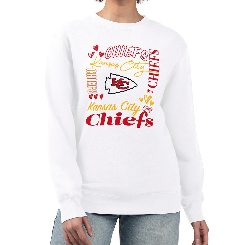 Kansas City Chiefs G-III 4Her by Carl Banks Women's Collage Graphic Fleece Pullover Sweatshirt - White - NFL