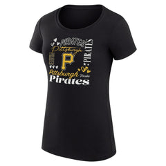 Pittsburgh Pirates G-III 4Her by Carl Banks Women's Super-Slim Fit Lightweight Collage Team Graphic Crew Neck T-Shirt Outlet