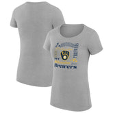 Milwaukee Brewers G-III 4Her by Carl Banks Women's Super-Slim Fit Lightweight Collage Team Graphic Crew Neck T-Shirt Discount