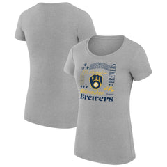 Milwaukee Brewers G-III 4Her by Carl Banks Women's Super-Slim Fit Lightweight Collage Team Graphic Crew Neck T-Shirt Discount