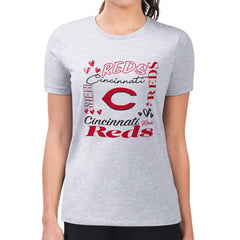 Cincinnati Reds G-III 4Her by Carl Banks Women's Super-Slim Fit Lightweight Collage Team Graphic Crew Neck T-Shirt Discount