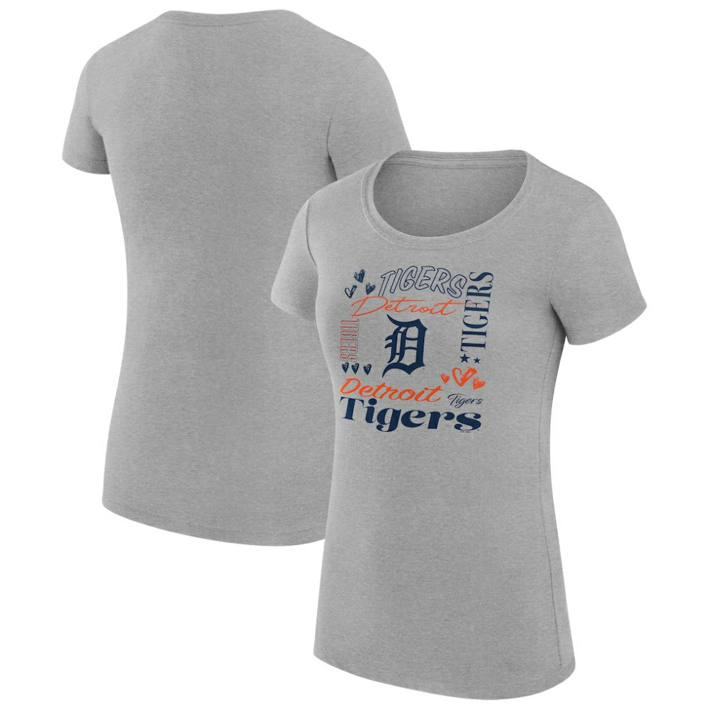 Detroit Tigers G-III 4Her by Carl Banks Women's Super-Slim Fit Lightweight Collage Team Graphic Crew Neck T-Shirt Discount