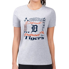 Detroit Tigers G-III 4Her by Carl Banks Women's Super-Slim Fit Lightweight Collage Team Graphic Crew Neck T-Shirt Discount