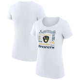 Milwaukee Brewers G-III 4Her by Carl Banks Women's Super-Slim Fit Lightweight Collage Team Graphic Crew Neck T-Shirt Sale