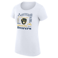 Milwaukee Brewers G-III 4Her by Carl Banks Women's Super-Slim Fit Lightweight Collage Team Graphic Crew Neck T-Shirt Sale