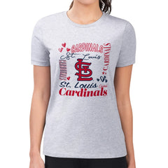 St. Louis Cardinals G-III 4Her by Carl Banks Women's Super-Slim Fit Lightweight Collage Team Graphic Crew Neck T-Shirt for sale