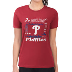 Philadelphia Phillies G-III 4Her by Carl Banks Women's Super-Slim Fit Lightweight Collage Team Graphic Crew Neck T-Shirt for sale