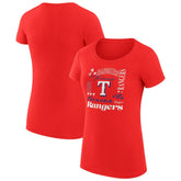 Texas Rangers G-III 4Her by Carl Banks Women's Super-Slim Fit Lightweight Collage Team Graphic Crew Neck T-Shirt Sale