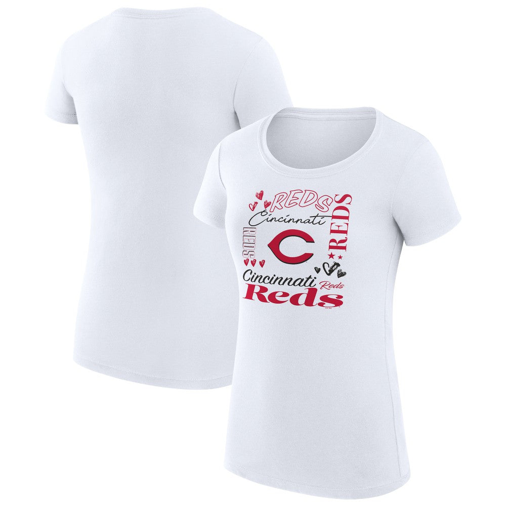 Cincinnati Reds G-III 4Her by Carl Banks Women's Super-Slim Fit Lightweight Collage Team Graphic Crew Neck T-Shirt Near Me