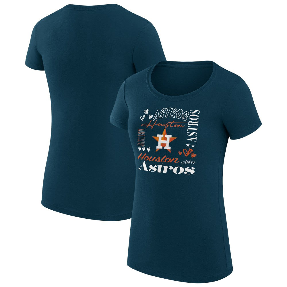 Houston Astros G-III 4Her by Carl Banks Women's Super-Slim Fit Lightweight Collage Team Graphic Crew Neck T-Shirt Outlet