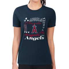 Los Angeles Angels G-III 4Her by Carl Banks Women's Super-Slim Fit Lightweight Collage Team Graphic Crew Neck T-Shirt for sale