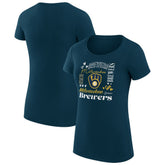 Milwaukee Brewers G-III 4Her by Carl Banks Women's Super-Slim Fit Lightweight Collage Team Graphic Crew Neck T-Shirt Outlet