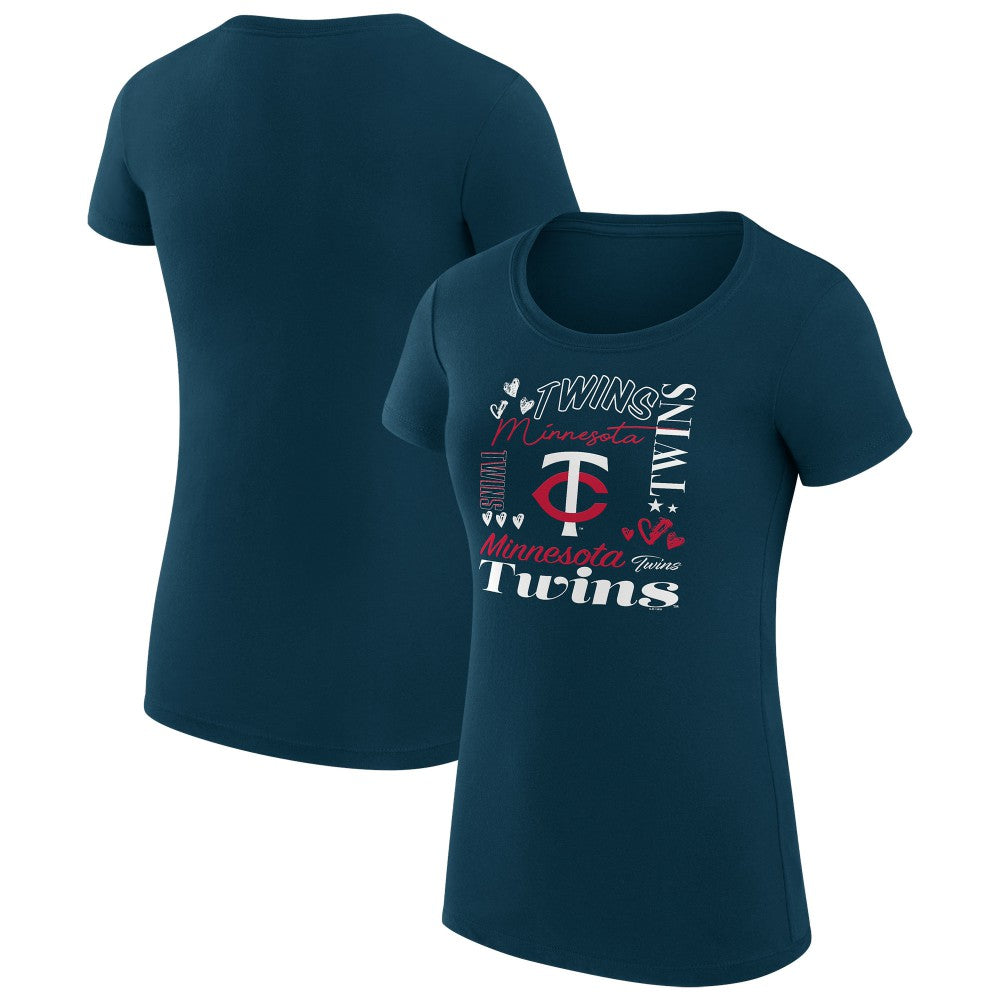 Minnesota Twins G-III 4Her by Carl Banks Women's Super-Slim Fit Lightweight Collage Team Graphic Crew Neck T-Shirt Sale