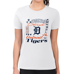 Detroit Tigers G-III 4Her by Carl Banks Women's Super-Slim Fit Lightweight Collage Team Graphic Crew Neck T-Shirt Discount