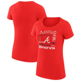 Atlanta Braves G-III 4Her by Carl Banks Women's Super-Slim Fit Lightweight Collage Team Graphic Crew Neck T-Shirt Outlet