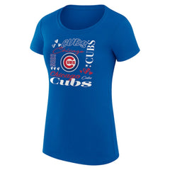 Chicago Cubs G-III 4Her by Carl Banks Women's Super-Slim Fit Lightweight Collage Team Graphic Crew Neck T-Shirt for sale