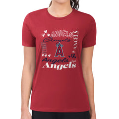 Los Angeles Angels G-III 4Her by Carl Banks Women's Super-Slim Fit Lightweight Collage Team Graphic Crew Neck T-Shirt Discount