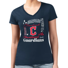 Cleveland Guardians G-III 4Her by Carl Banks Women's Super-Slim Fit Lightweight Collage Team Graphic V-Neck T-Shirt for sale