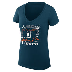 Detroit Tigers G-III 4Her by Carl Banks Women's Super-Slim Fit Lightweight Collage Team Graphic V-Neck T-Shirt Outlet