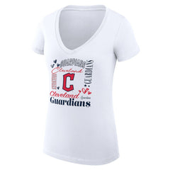 Cleveland Guardians G-III 4Her by Carl Banks Women's Super-Slim Fit Lightweight Collage Team Graphic V-Neck T-Shirt Sale