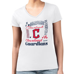 Cleveland Guardians G-III 4Her by Carl Banks Women's Super-Slim Fit Lightweight Collage Team Graphic V-Neck T-Shirt Sale