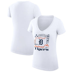 Detroit Tigers G-III 4Her by Carl Banks Women's Super-Slim Fit Lightweight Collage Team Graphic V-Neck T-Shirt Online