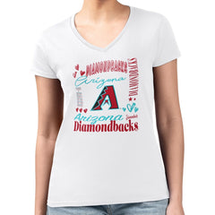 Arizona Diamondbacks G-III 4Her by Carl Banks Women's Super-Slim Fit Lightweight Collage Team Graphic V-Neck T-Shirt Sale