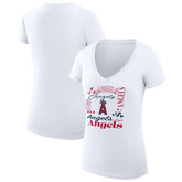 Los Angeles Angels G-III 4Her by Carl Banks Women's Super-Slim Fit Lightweight Collage Team Graphic V-Neck T-Shirt Sale
