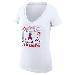 Los Angeles Angels G-III 4Her by Carl Banks Women's Super-Slim Fit Lightweight Collage Team Graphic V-Neck T-Shirt Sale