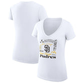 San Diego Padres G-III 4Her by Carl Banks Women's Super-Slim Fit Lightweight Collage Team Graphic V-Neck T-Shirt Sale