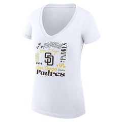 San Diego Padres G-III 4Her by Carl Banks Women's Super-Slim Fit Lightweight Collage Team Graphic V-Neck T-Shirt Sale