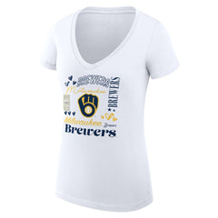 Milwaukee Brewers G-III 4Her by Carl Banks Women's Super-Slim Fit Lightweight Collage Team Graphic V-Neck T-Shirt Online