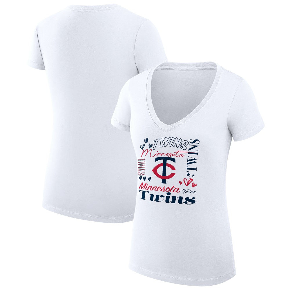 Minnesota Twins G-III 4Her by Carl Banks Women's Super-Slim Fit Lightweight Collage Team Graphic V-Neck T-Shirt Sale