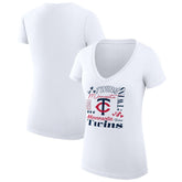 Minnesota Twins G-III 4Her by Carl Banks Women's Super-Slim Fit Lightweight Collage Team Graphic V-Neck T-Shirt Sale