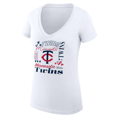 Minnesota Twins G-III 4Her by Carl Banks Women's Super-Slim Fit Lightweight Collage Team Graphic V-Neck T-Shirt Sale