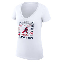 Atlanta Braves G-III 4Her by Carl Banks Women's Super-Slim Fit Lightweight Collage Team Graphic V-Neck T-Shirt for sale