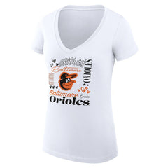 Baltimore Orioles G-III 4Her by Carl Banks Women's Super-Slim Fit Lightweight Collage Team Graphic V-Neck T-Shirt Outlet