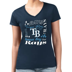Tampa Bay Rays G-III 4Her by Carl Banks Women's Super-Slim Fit Lightweight Collage Team Graphic V-Neck T-Shirt Near Me