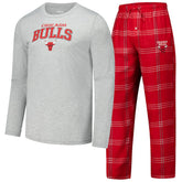 Chicago Bulls Concepts Sport Petition Long Sleeve Top and Plaid Pant Set Red