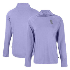 Colorado Rockies Cutter & Buck Women's Coastline Epic Comfort Eco Recycled Funnel Neck Raglan Pullover Top for sale