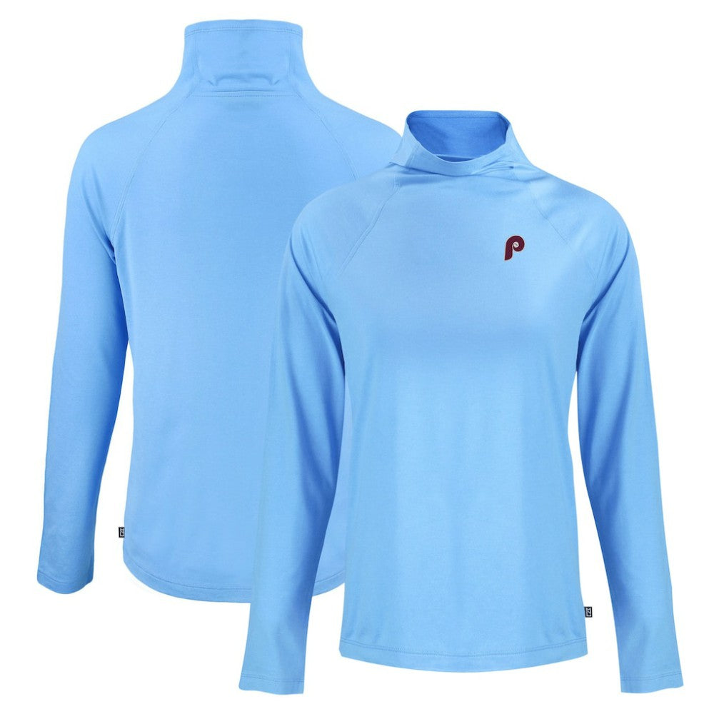 Philadelphia Phillies Cutter & Buck Women's Cooperstown Collection Coastline Epic Comfort Eco Recycled Funnel Neck Raglan Pullover Top Outlet