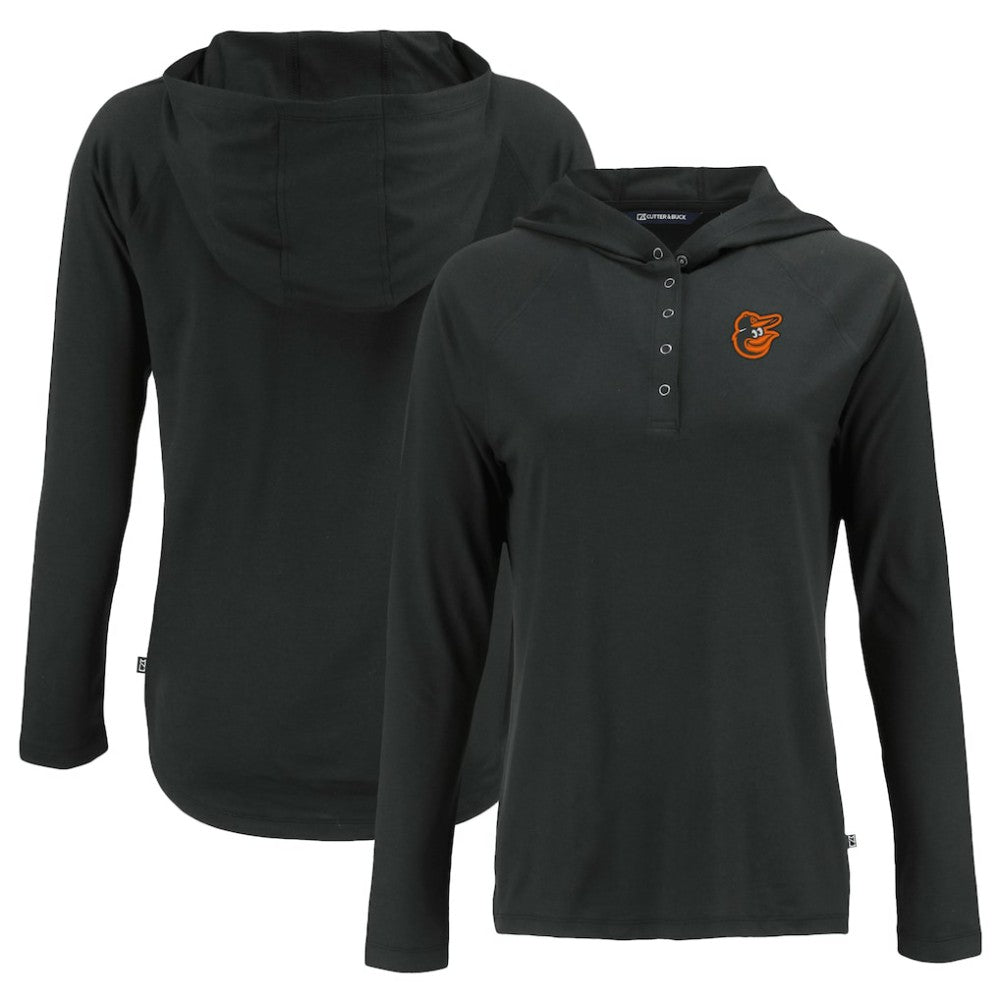 Baltimore Orioles Cutter & Buck Women's Coastline Epic Comfort Eco Recycled Hoodie Raglan Long Sleeve T-Shirt Online