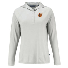 Baltimore Orioles Cutter & Buck Women's Coastline Epic Comfort Eco Recycled Hoodie Raglan Long Sleeve T-Shirt for sale